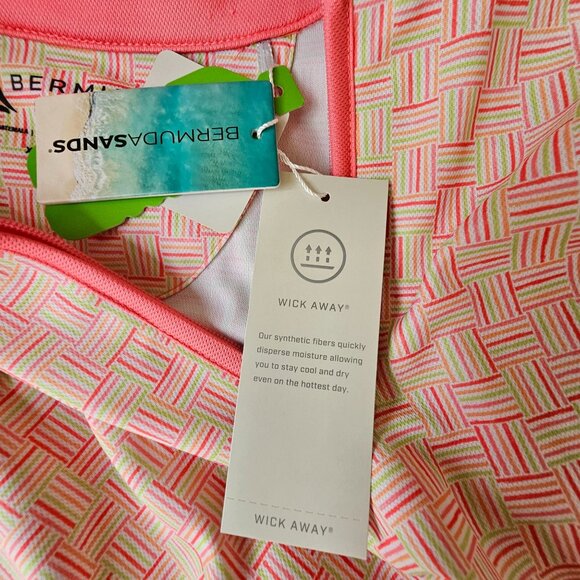 Bermuda Sands Women XL UPF 50+ Lyric Strawberry Sleeveless Golf Dress Pink Green - Picture 7 of 15